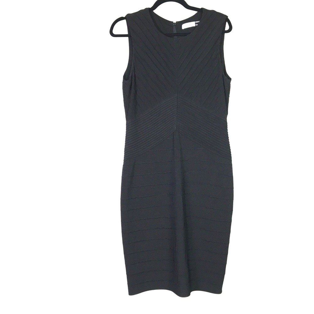 Calvin Klein Ribbed Bandage Sheath Dress 10 Black